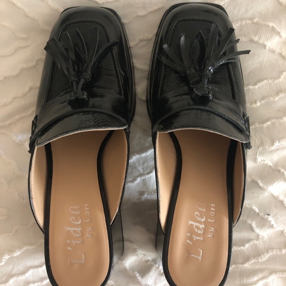 L’idea Black Patent Leather Platform Mules Made in Italy (Size 6.5) - Picture 2 of 4